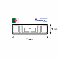 Étiquette RFID, tag rfid uhf avec dimensions et logo.